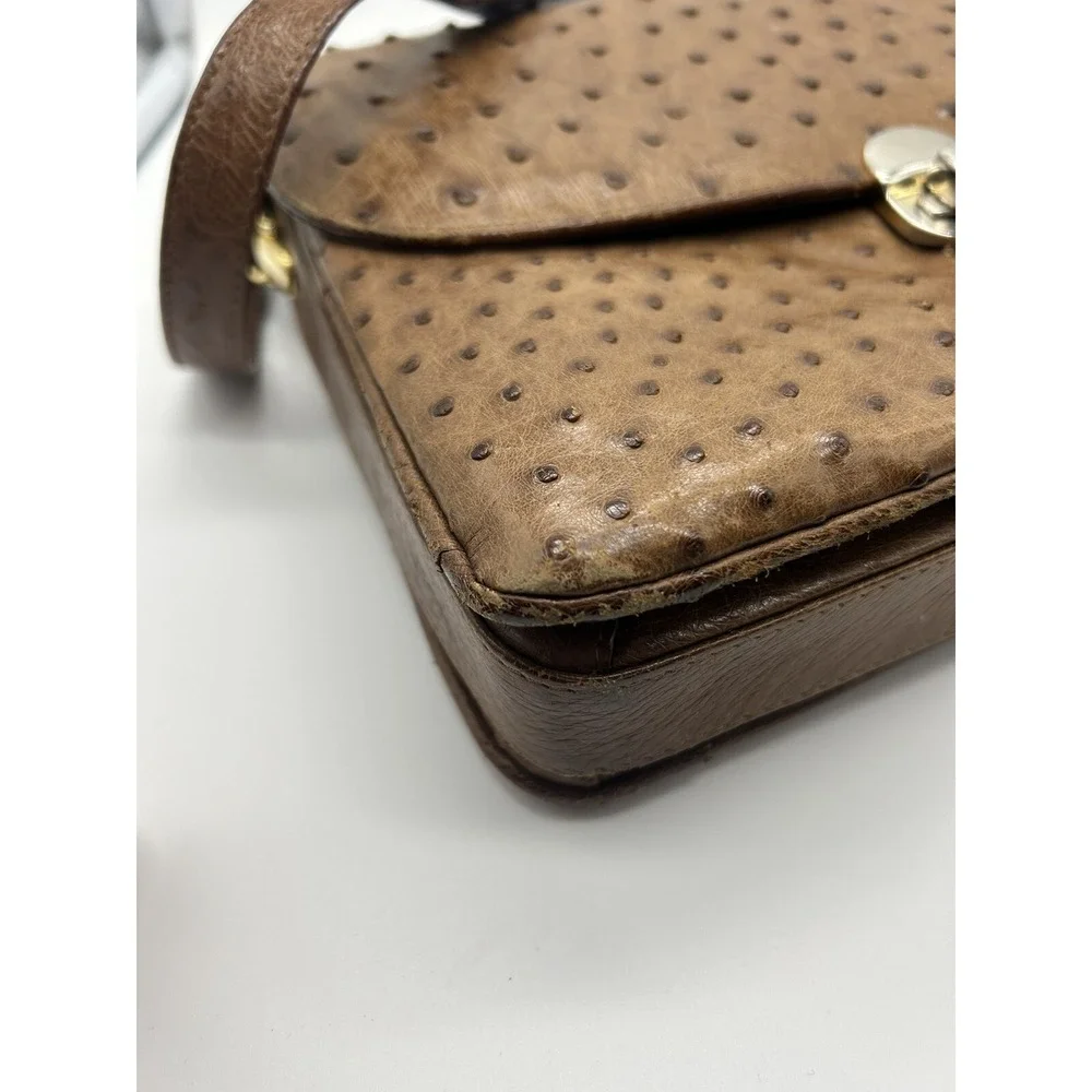 South African Genuine Ostrich Leather Brown Kango Adjustable Handbag Purse READ